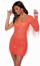 Alyce Paris 4646 - Fringed One Shoulder Homecoming Dress - view 6