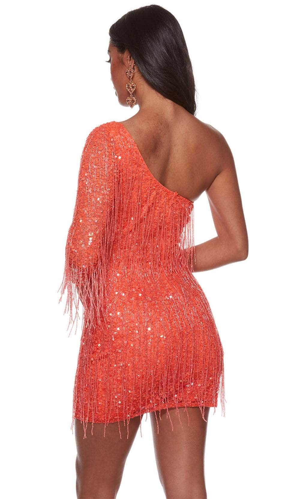 Alyce Paris 4646 - Fringed One Shoulder Homecoming Dress - view 5