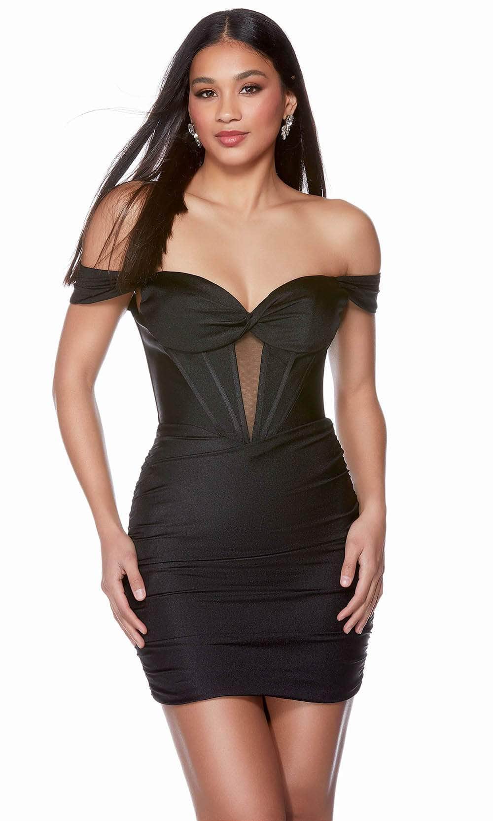 Alyce Paris 4685 - Ruched Off Shoulder Cocktail Dress - designer cocktail dress at Silhouette Dresses