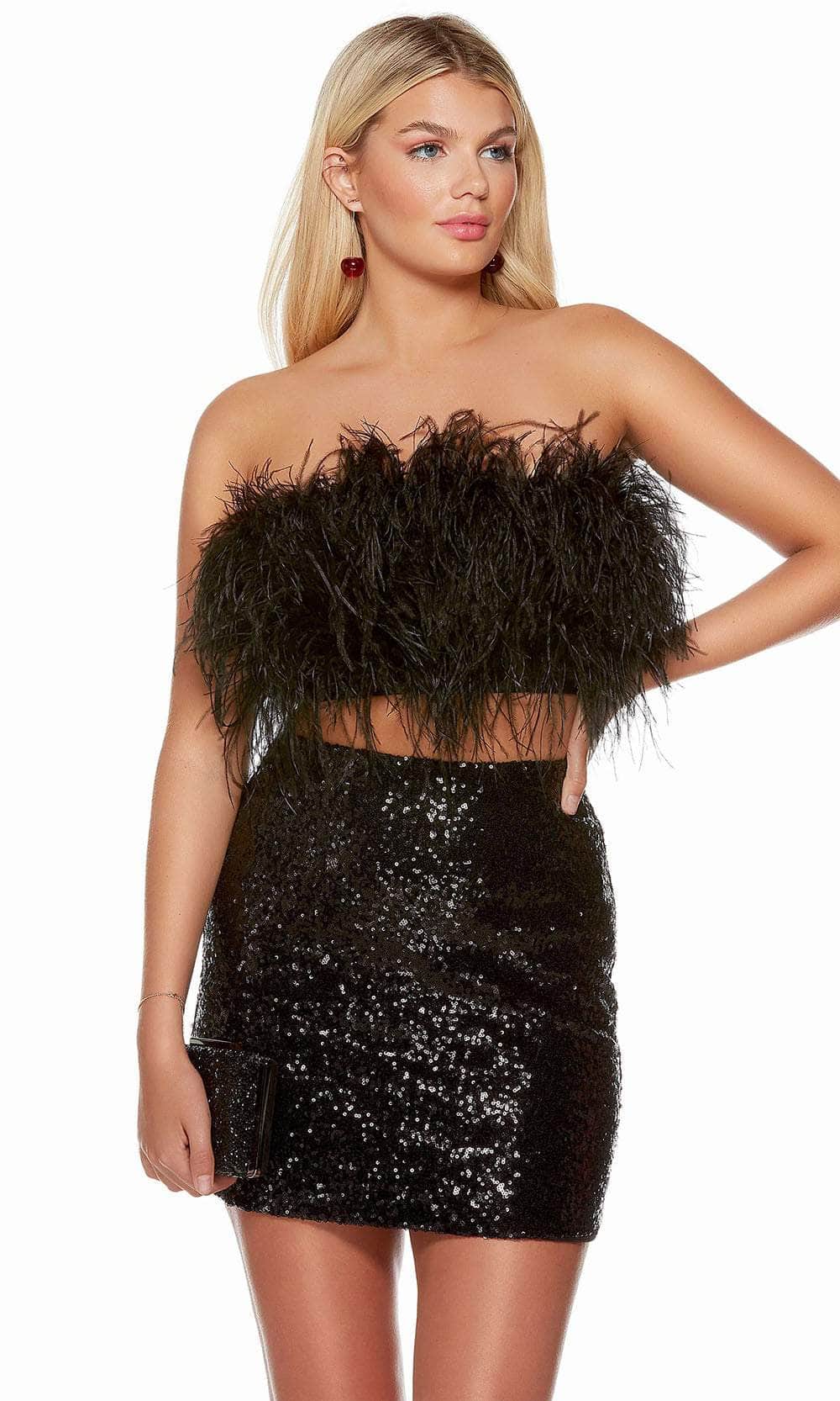 Alyce Paris 4791 - Feather Embellished Strapless Cocktail Dress - designer cocktail dress at Silhouette Dresses