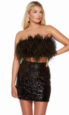 Alyce Paris 4791 - Feather Embellished Strapless Cocktail Dress - designer cocktail dress at Silhouette Dresses