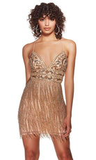 Alyce Paris 4801 - Deep V-Neck Fringed Cocktail Dress - designer homecoming dress at Silhouette Dresses