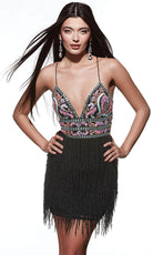Alyce Paris 4801 - Deep V-Neck Fringed Cocktail Dress - view 6