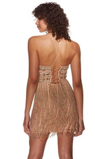 Alyce Paris 4801 - Deep V-Neck Fringed Cocktail Dress - view 4