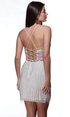 Alyce Paris 4801 - Deep V-Neck Fringed Cocktail Dress - view 8