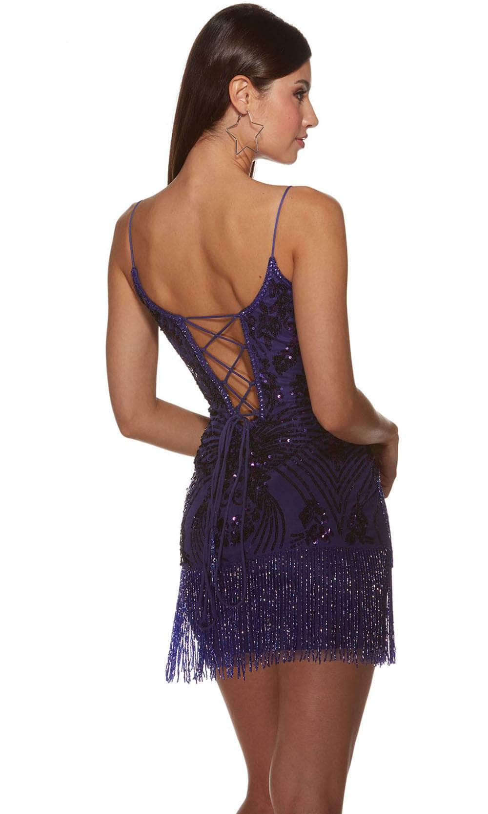 Alyce Paris 4803 - Fringes Sequin Cocktail Dress - detail view