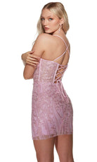 Alyce Paris 4813 - Floral Lace Crisscross Back Cocktail Dress - detail view