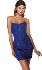 Alyce Paris 4833 - Heat Set Stone Embellished Strapless Cocktail Dress - detail view