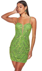 Alyce Paris 4840 - Sleeveless Chevron Beaded Cocktail Dress - view 12