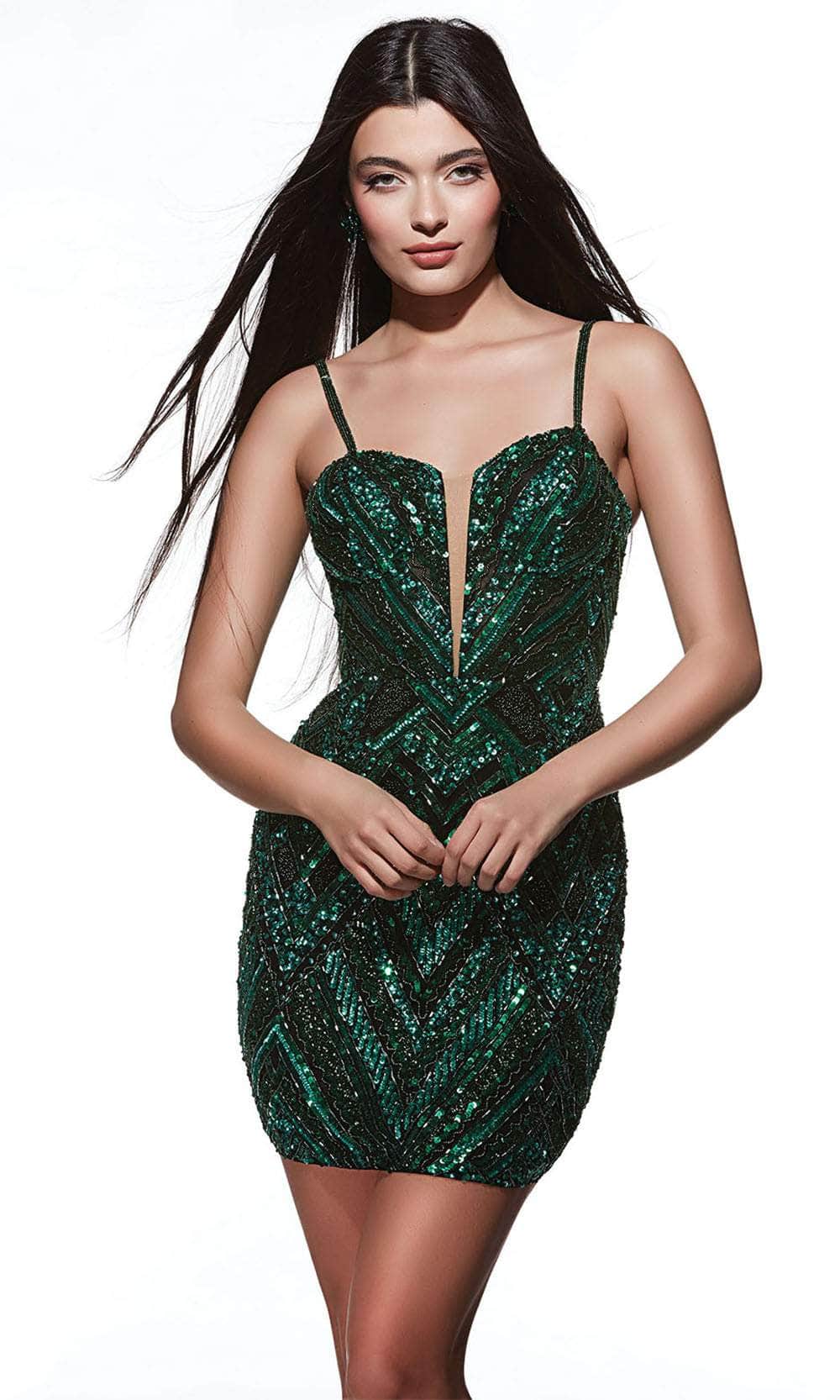 Alyce Paris 4840 - Sleeveless Chevron Beaded Cocktail Dress - view 6