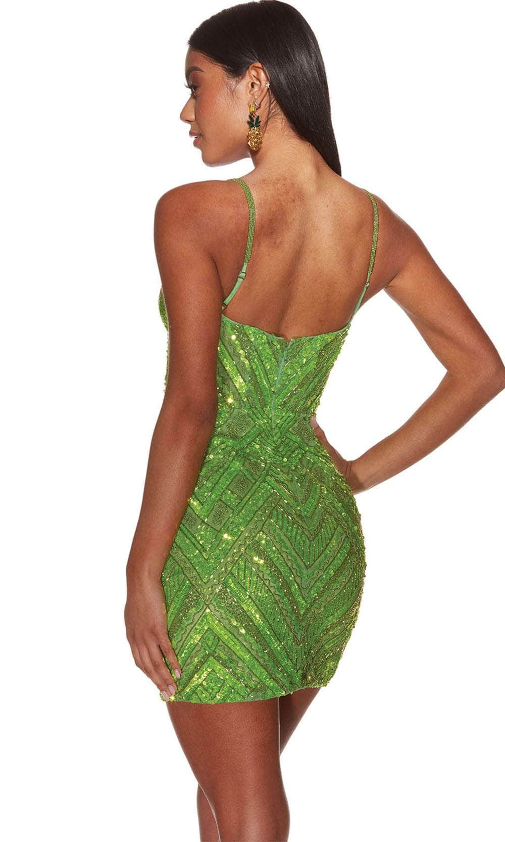 Alyce Paris 4840 - Sleeveless Chevron Beaded Cocktail Dress - view 11