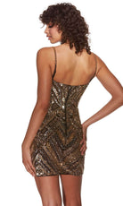 Alyce Paris 4840 - Sleeveless Chevron Beaded Cocktail Dress - view 8
