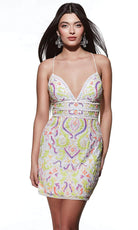 Alyce Paris 4841 - Deep V-Neck Embellished Cocktail Dress - view 10
