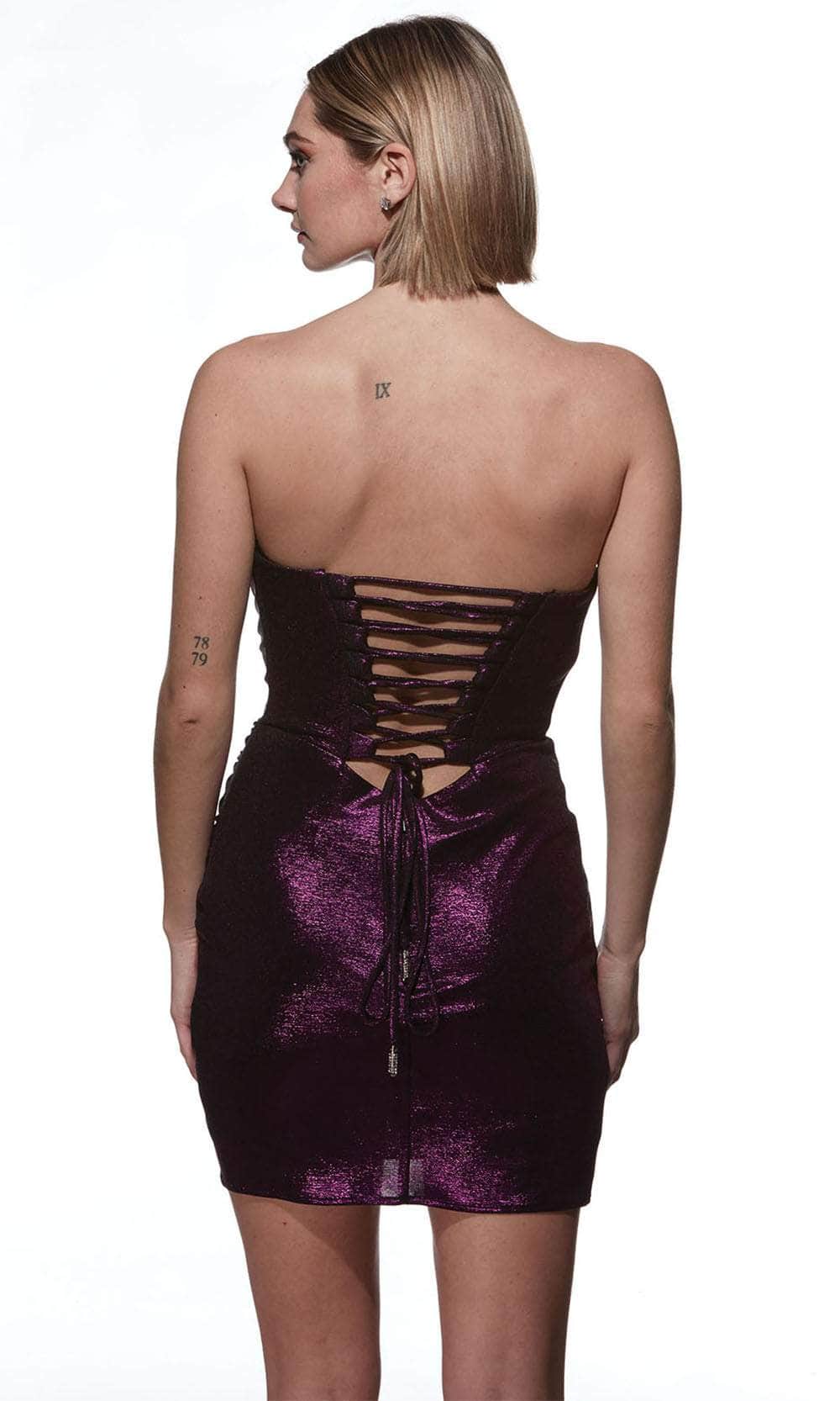 Alyce Paris 4846 - Metallic Ruched Bodice Cocktail Dress - detail view