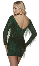 Alyce Paris 4873 - Fringes Plunging V-Neck Cocktail Dress - view 5