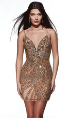 Alyce Paris 4879 - Plunging V-Neck Hand Beaded Cocktail Dress - back view