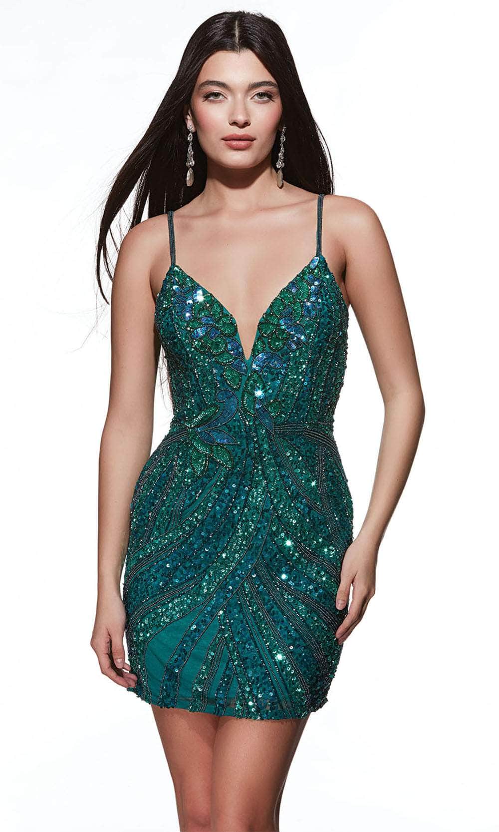 Alyce Paris 4879 - Plunging V-Neck Hand Beaded Cocktail Dress - view 6