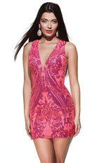 Alyce Paris 4894 - Patterned Sequin Cutout Back Cocktail Dress - designer homecoming dress at Silhouette Dresses