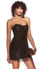 Alyce Paris 4940 - Strapless Fringe Detailed Cocktail Dress - designer cocktail dress at Silhouette Dresses