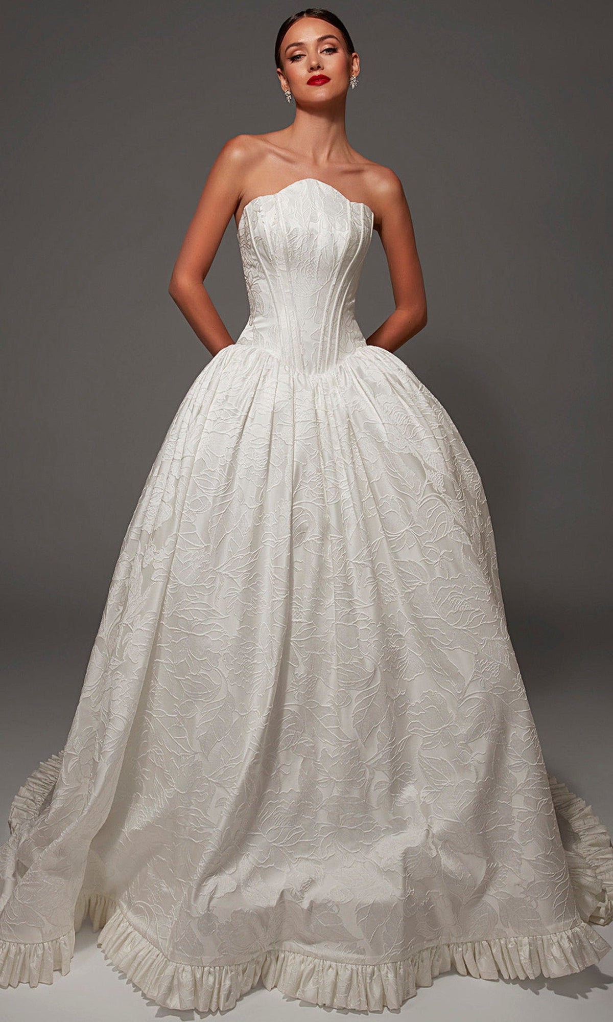 Alyce Paris 50001 - Ruffle Hem Textured Floral Ballgown