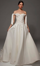 Alyce Paris 50002 - Embroidered Off Shoulder Long Bridal Gown