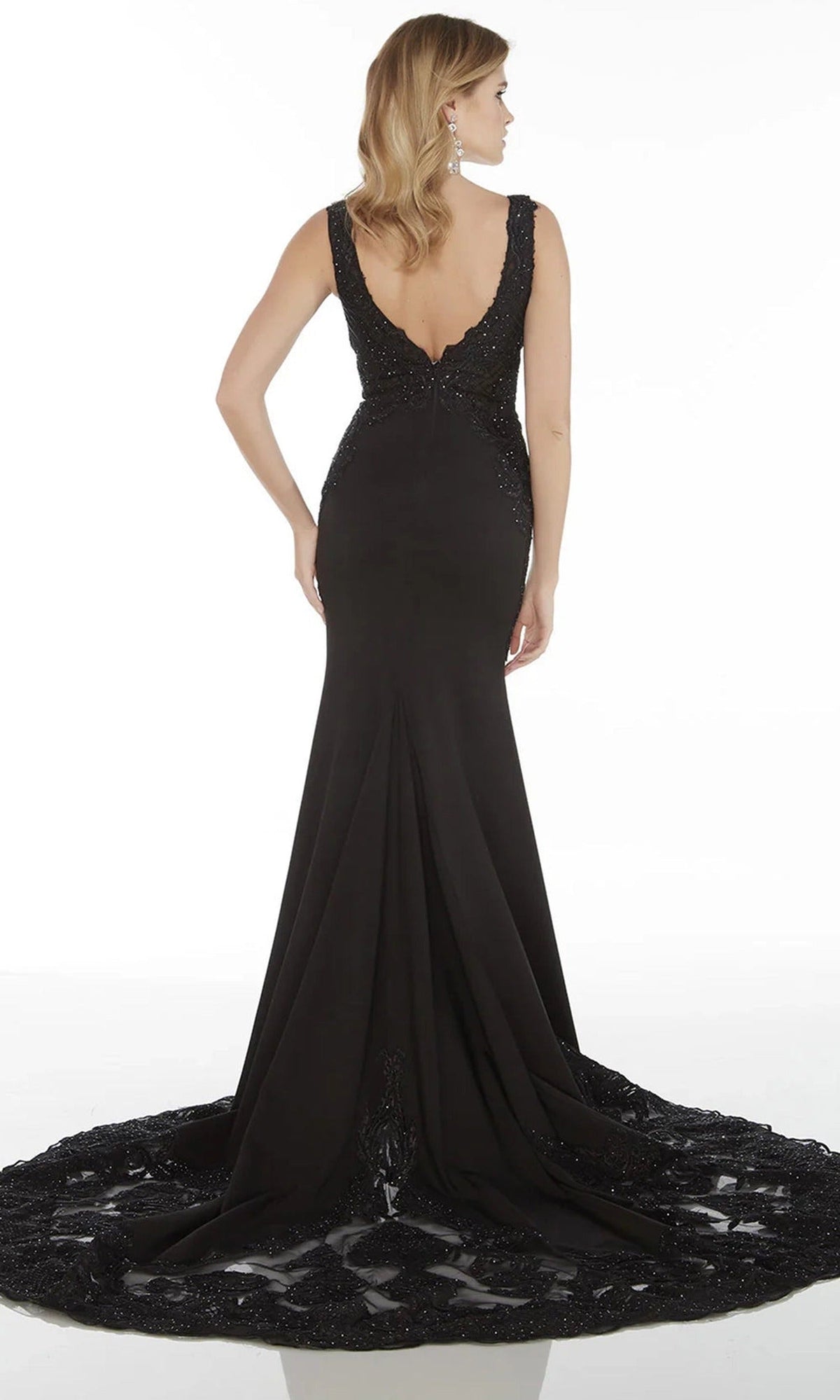 Alyce Paris 5065 - Plunging V-Neck Embroidered Mermaid Dress