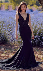 Alyce Paris 5065 - Plunging V-Neck Embroidered Mermaid Dress
