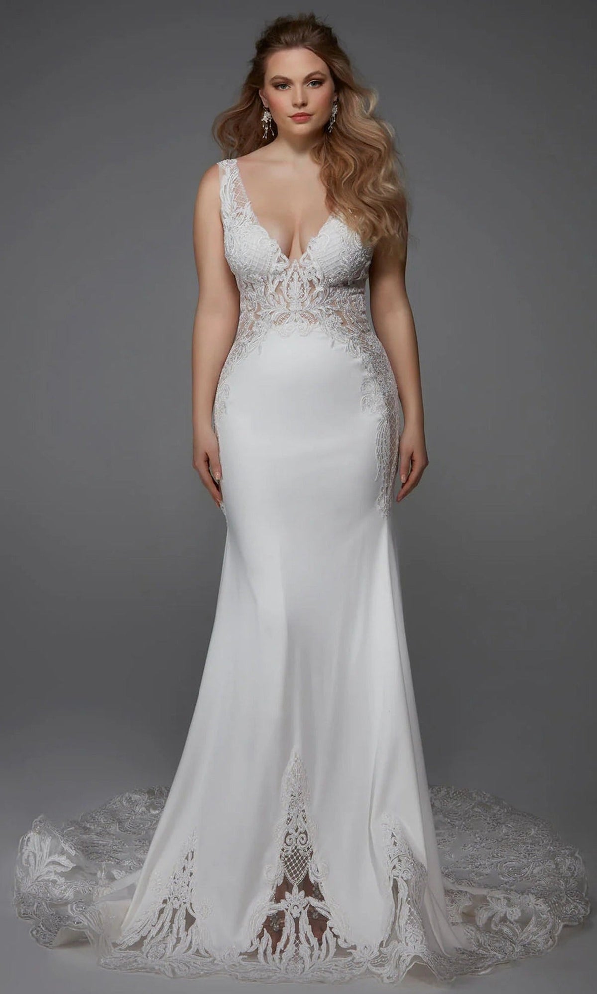 Alyce Paris 5065 - Plunging V-Neck Embroidered Mermaid Dress