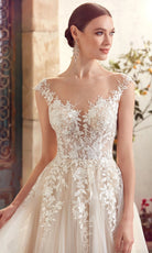 Alyce Paris 5090 - Plunging Illusion A-Line Lace Gown