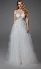 Alyce Paris 5090 - Plunging Illusion A-Line Lace Gown