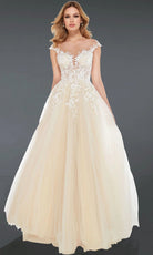 Alyce Paris 5090 - Plunging Illusion A-Line Lace Gown