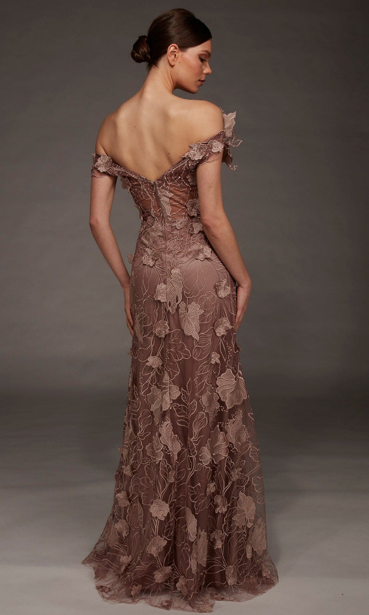 Alyce Paris 55001 - Embroidered Tulle Off Shoulder Long Gown