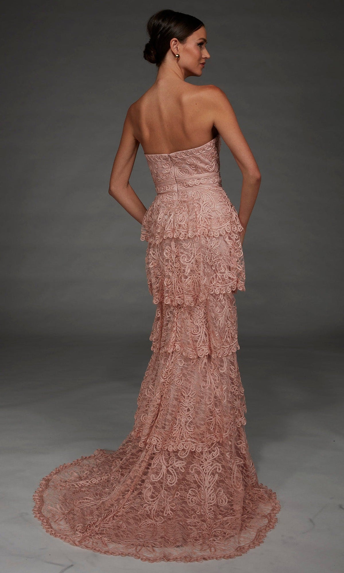 Alyce Paris 55002 - Tiered Skirt Straight Neckline Tulle Gown