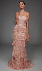 Alyce Paris 55002 - Tiered Skirt Straight Neckline Tulle Gown