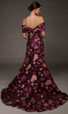 Alyce Paris 55005 - Folded Off Shoulder Floral Pattern Evening Gown