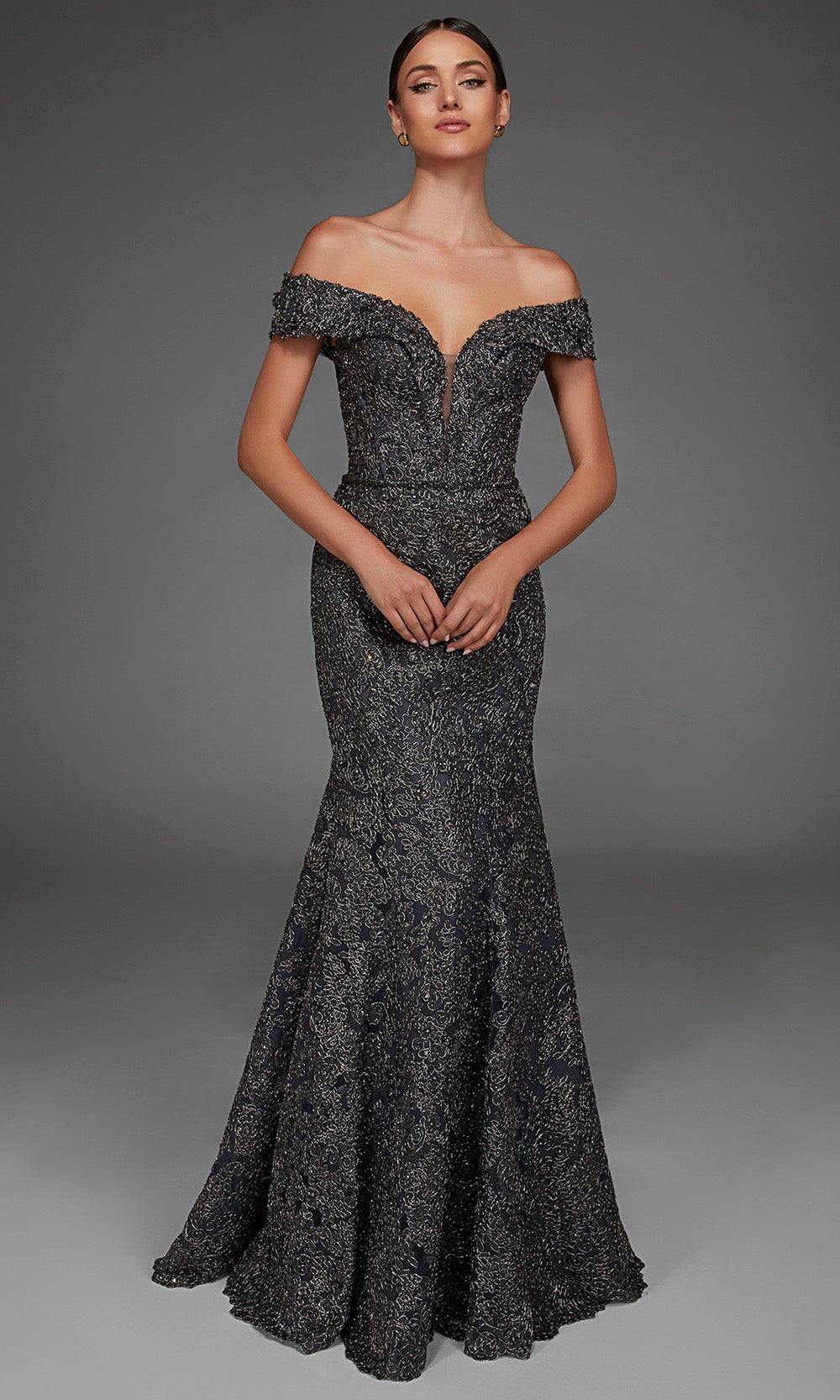 Alyce Paris 55007 - Mermaid Lace Applique Evening Gown - Silhouette Dresses