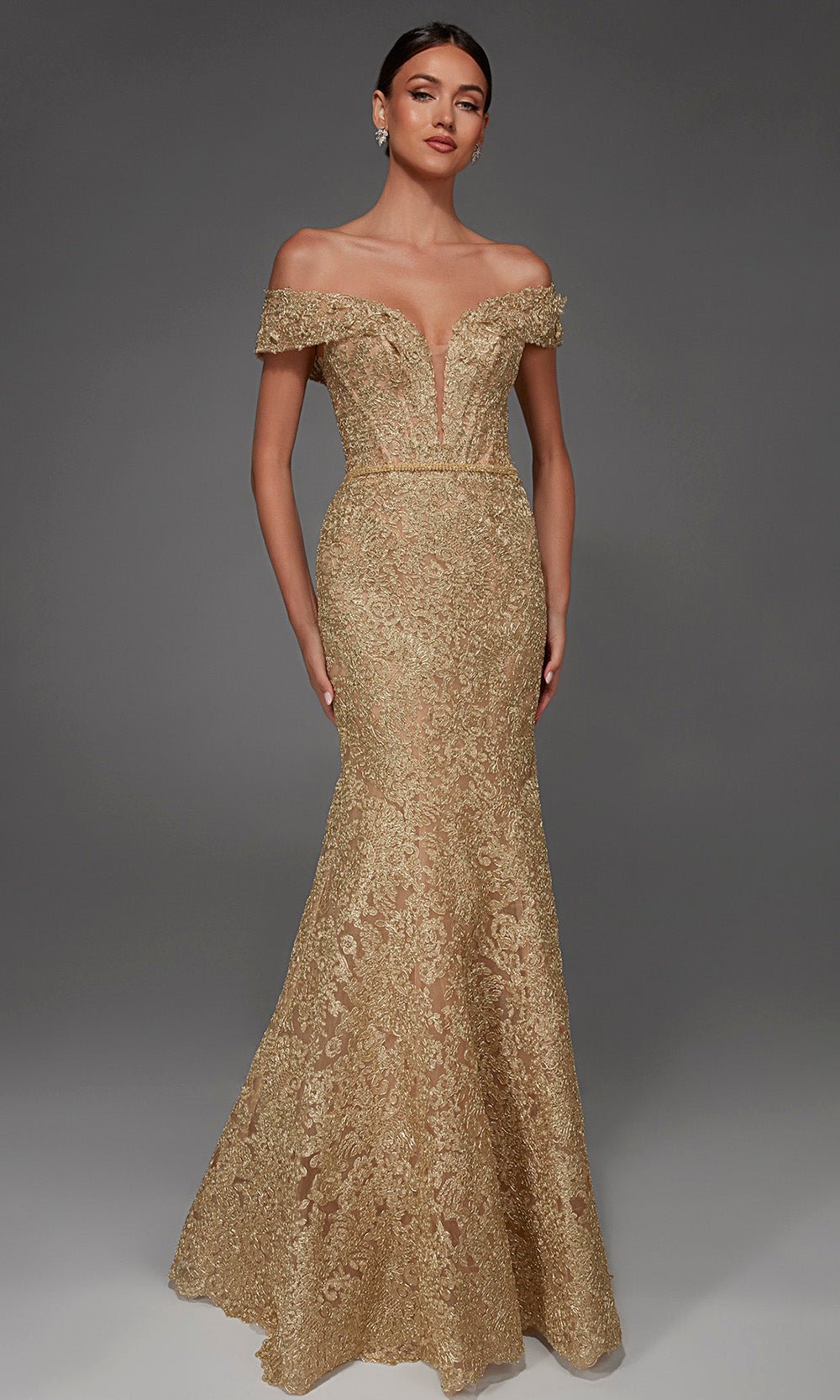 Alyce Paris 55007 - Mermaid Lace Applique Evening Gown - Silhouette Dresses