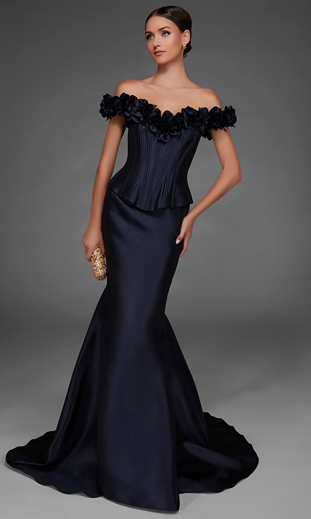 Alyce Paris 55015 - 3D Floral Trim Mermaid Evening Gown - Silhouette Dresses