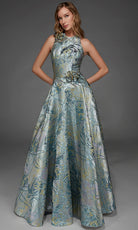 Alyce Paris 55027 - Rosette Accent High Neck A-Line Gown - Silhouette Dresses