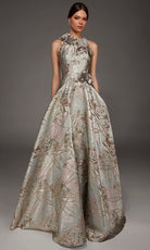 Alyce Paris 55027 - Rosette Accent High Neck A-Line Gown - Silhouette Dresses