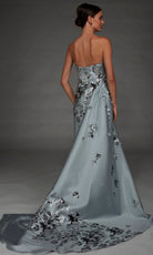 Alyce Paris 55028 - Straight Neckline Floral Accent Jacquard Gown