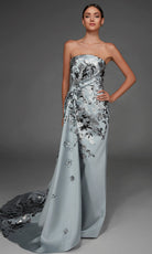 Alyce Paris 55028 - Straight Neckline Floral Accent Jacquard Gown