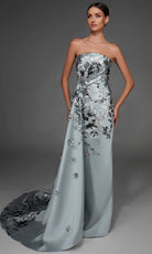 Alyce Paris 55028 - Straight Neckline Floral Accent Jacquard Gown