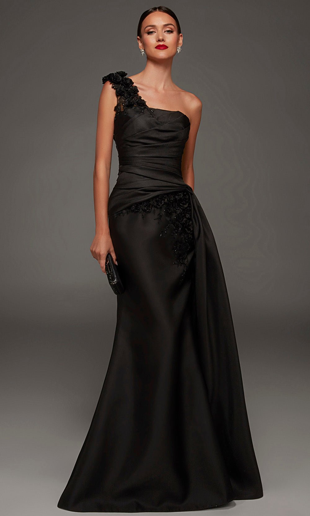Alyce Paris 55030 - Asymmetric Textured Mikado Long Gown - Silhouette Dresses