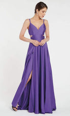 Alyce Paris - 60453 Sleeveless V-Neck Satin Modest Prom A-Line Gown - detail view