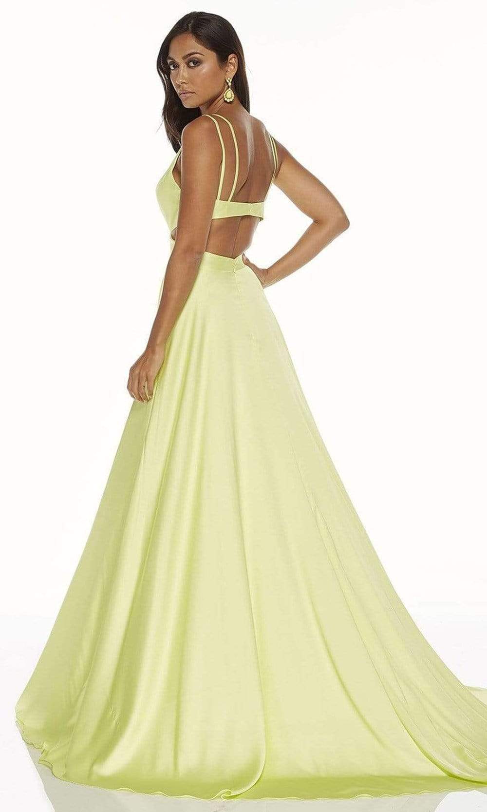 Alyce Paris - 60453 Sleeveless V-Neck Satin Modest Prom A-Line Gown - back view
