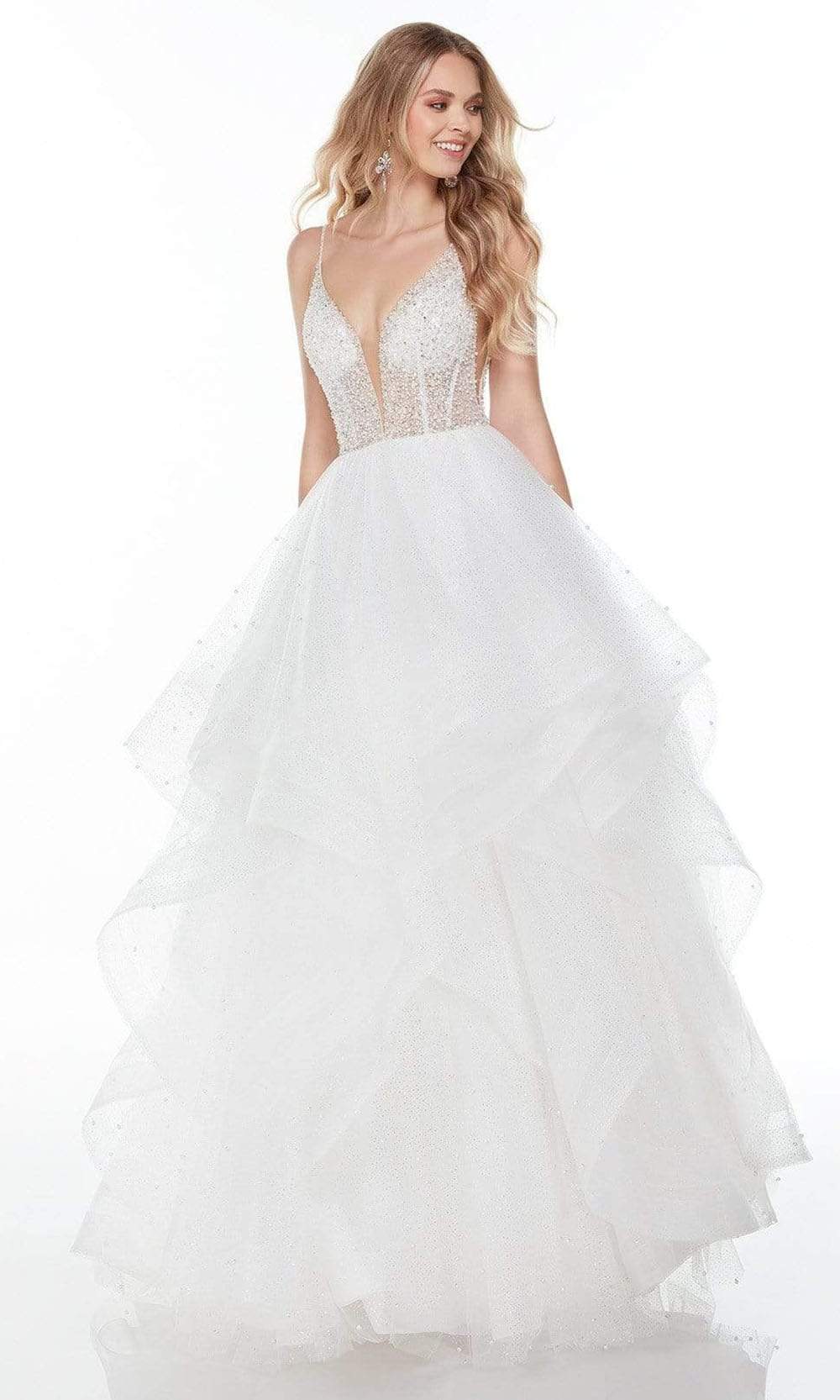 Alyce Paris - 61107 Pearl Beaded Organza A-Line Gown - designer wedding dress at Silhouette Dresses