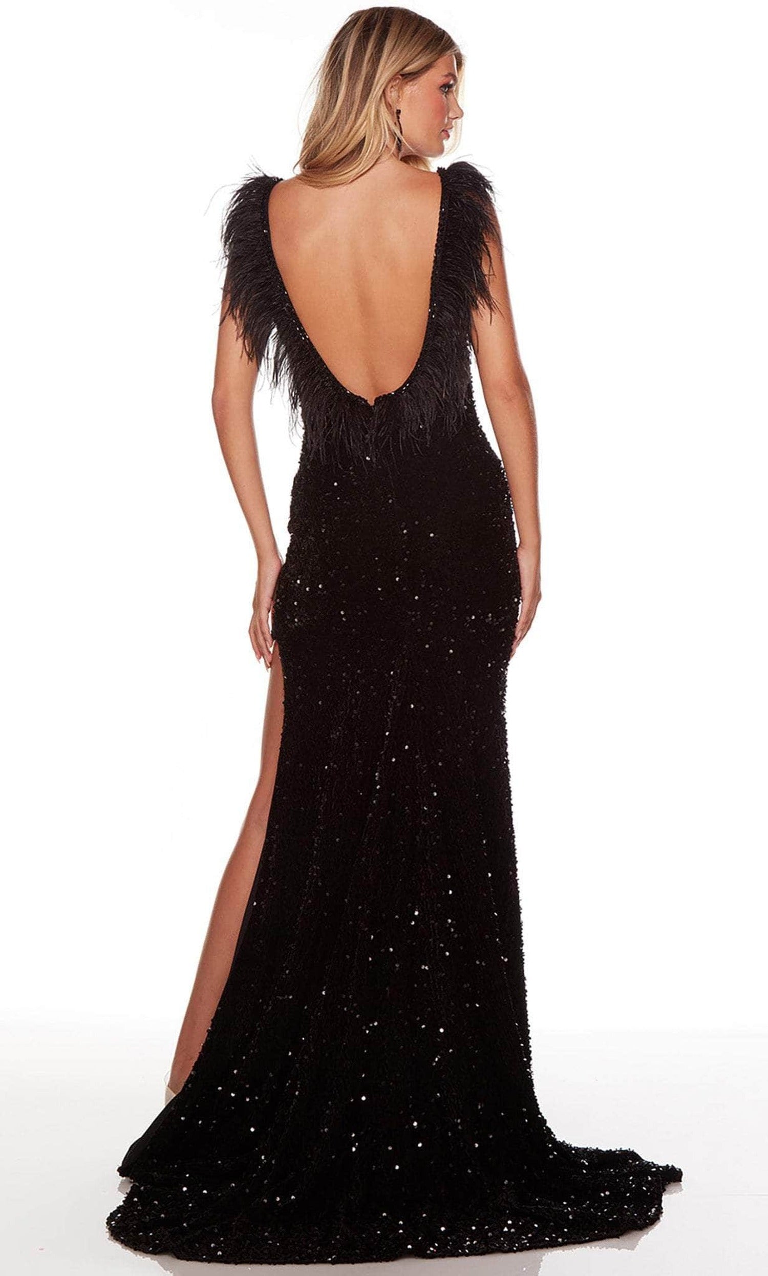 Alyce Paris 61374 - Feathered V-Neck Sheath Classic Prom Gown