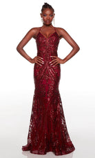 Alyce Paris 61424 - V-Neck Paisley Sequin Prom Gown