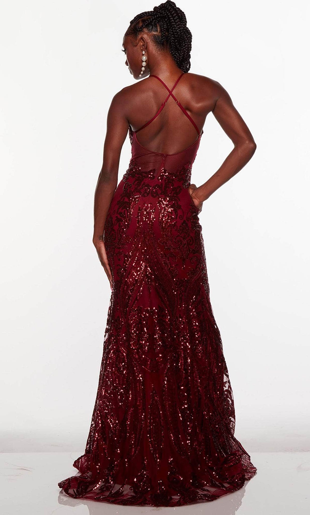 Alyce Paris 61424 - V-Neck Paisley Sequin Prom Gown - Silhouette Dresses